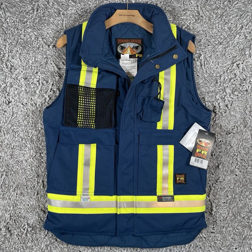 Tough Duck FR Kermel Insulated Safety Vest Men’s Small Reflective Utility 3M NWT